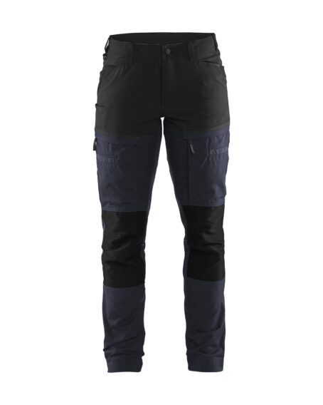 Pantalon maintenance +stretch femme Marine foncé/Noir