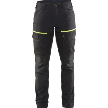 Pantalon maintenance +stretch femme Noir/Jaune fluo