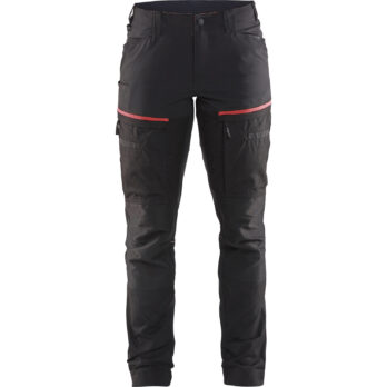 Pantalon maintenance +stretch femme Noir/Rouge