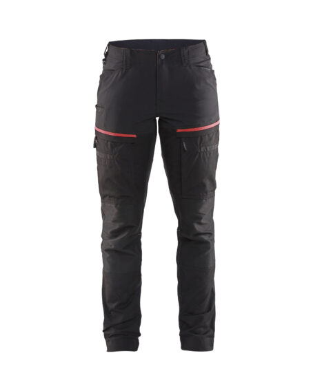 Pantalon maintenance +stretch femme Noir/Rouge