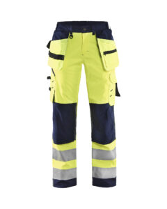 Pantalon Softshell Haute-visibilité Femme Jaune fluo/Marine