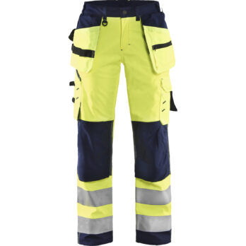 Pantalon Softshell Haute-visibilité Femme Jaune fluo/Marine