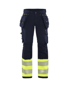 Pantalon haute-visibilité stretch 4D femme Marine/Jaune fluo