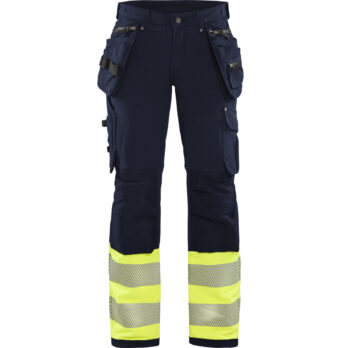 Pantalon haute-visibilité stretch 4D femme Marine/Jaune fluo