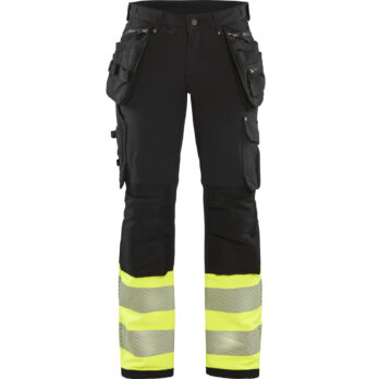 Pantalon haute-visibilité stretch 4D femme Noir/Jaune fluo