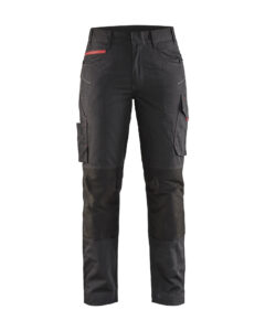 Pantalon maintenance +stretch femme Noir/Rouge