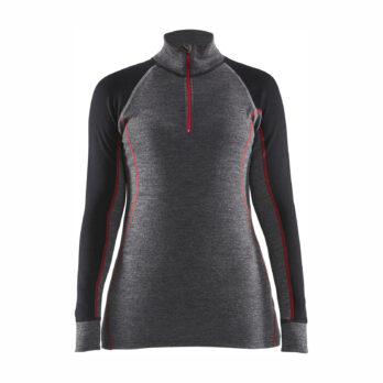 XWARM 100% MERINO Zip-neck  Women Grey/Black