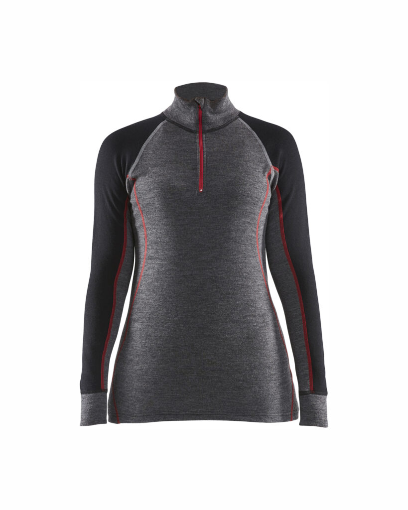 XWARM 100% MERINO Zip-neck  Women Grey/Black