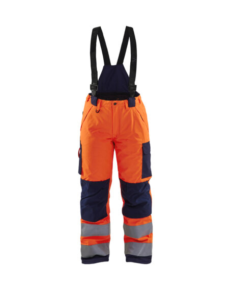 Pantalon hiver à bretelles HV Femme Orange fluo/Marine