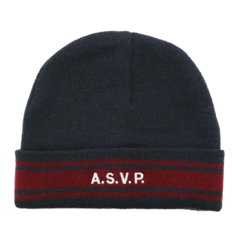 Bonnet laine acrylique avec broderie ASVP