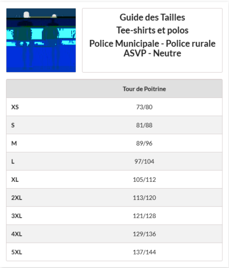 guide des tailles polo 2 TEE SHIRT ASVP MARINE