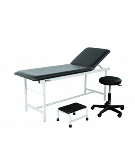 Kit infirmerie époxy noir ; 1 divan + 1 tabouret + 1 marchepied 1 marche