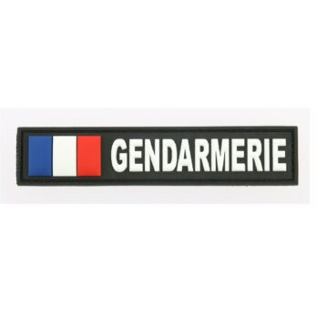 bande patro pvc gendarmerie fond noir lettres blanches drapeau france