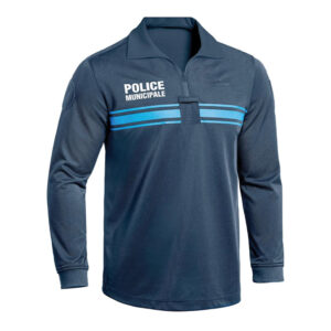 POLO MANCHES LONGUES POLICE MUNICIPALE P.M. ONE BLEU - XS