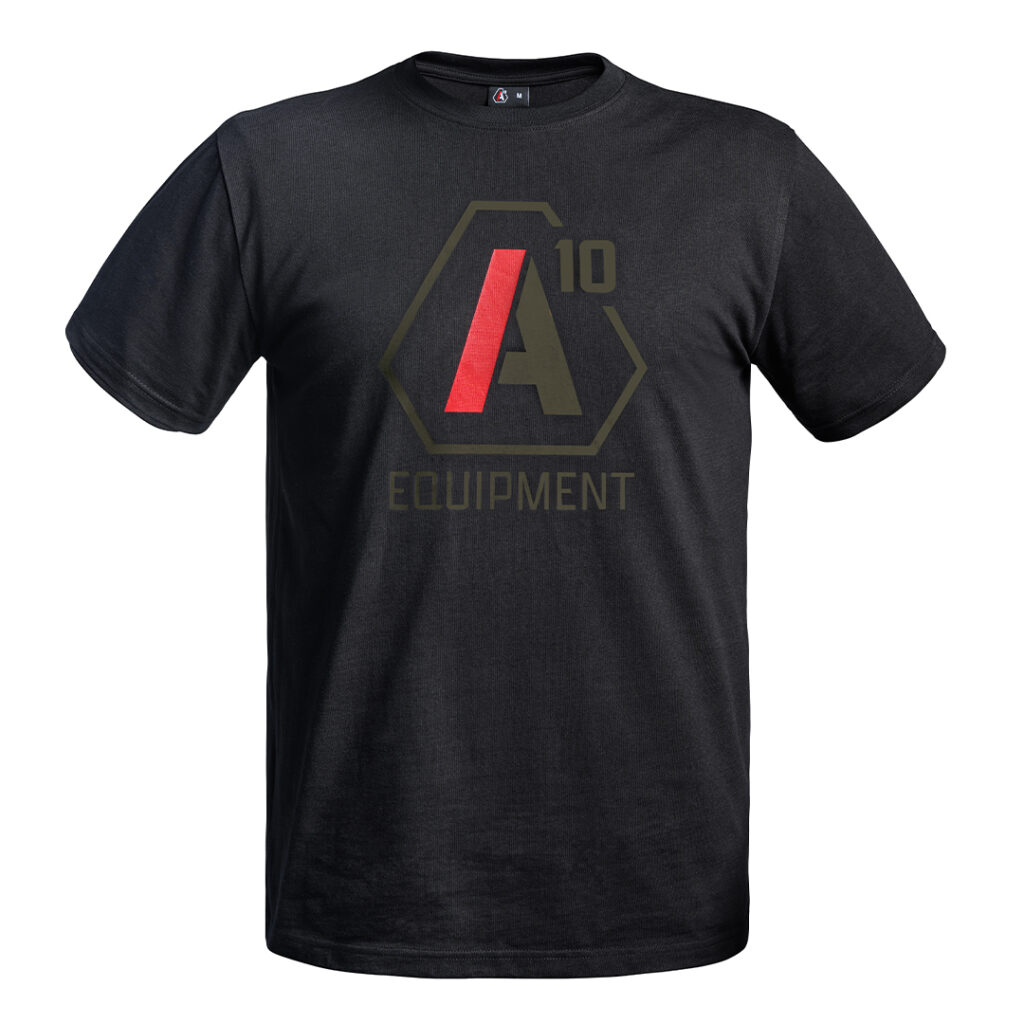 T-SHIRT SIGNATURE NOIR LOGO VERT OLIVE/ROUGE - XS