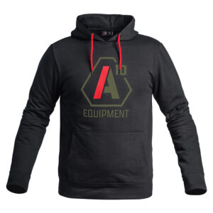 HOODIE SIGNATURE NOIR LOGO VERT OLIVE/ROUGE - XS