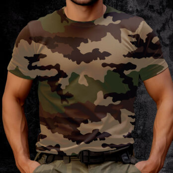 T-shirt militaire camouflage CE manches courtes