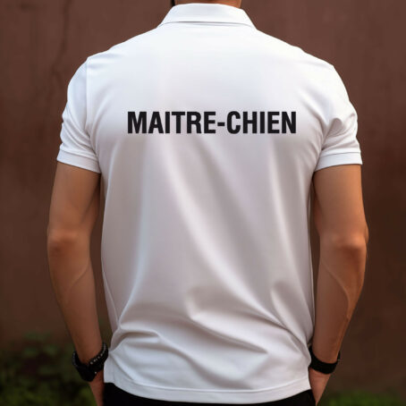 POLO BLANC IMPRIME MAITRE CHIEN – Image 2