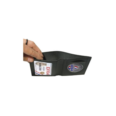 Porte-cartes cuir format CB + billet avec insigne police – Image 2