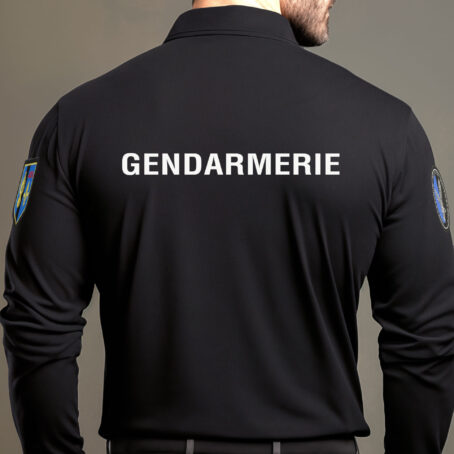 Polo noir manches longues gendarmerie départementale -cooldry – Image 2