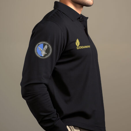 Polo noir manches longues gendarmerie mobile - cooldry – Image 3
