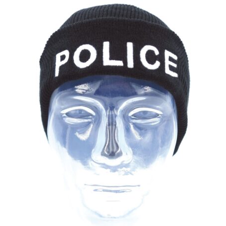 Bonnet noir maille thinsulate brodé police – Image 2