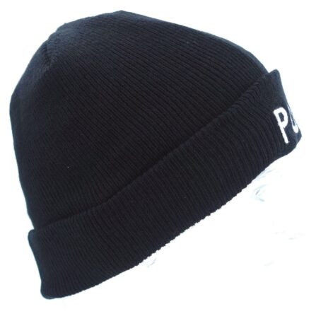 Bonnet noir maille thinsulate brodé police – Image 3