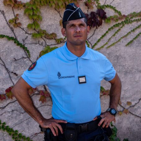 Polo gendarmerie bleu cooldry anti humidité maille piquée – Image 2