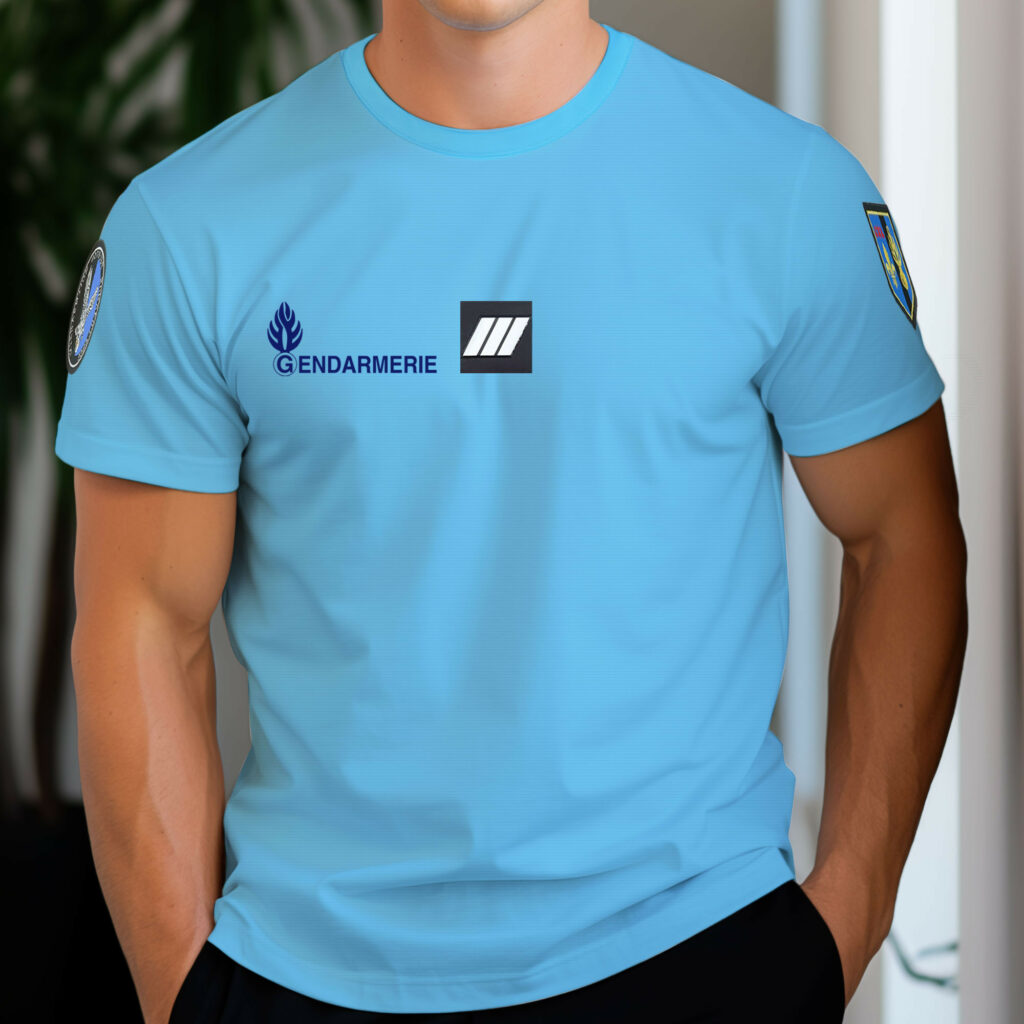 TEE SHIRT GENDARMERIE BLEU COOLDRY ANTI HUMIDITE MAILLE PIQUEE