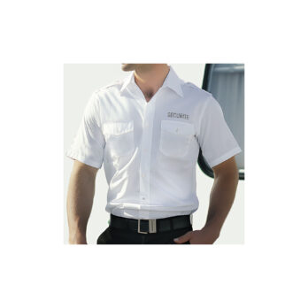 Chemise pilote blanche manches courtes brodée Sécurité