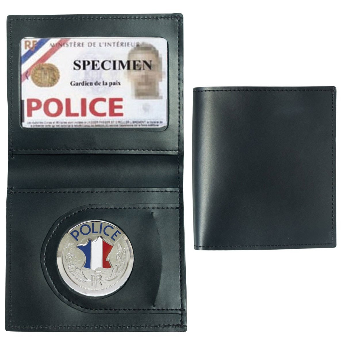 PORTE-CARTES CUIR FORMAT CB + BILLET AVEC INSIGNE POLICE