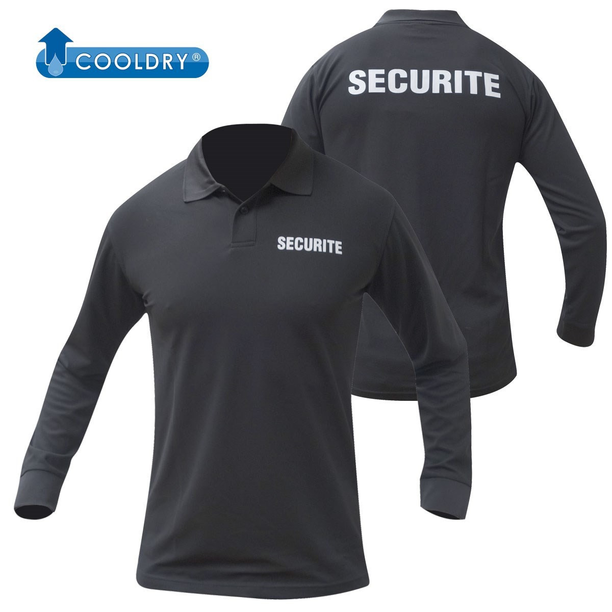 POLO NOIR SECURITE M.LONGUES