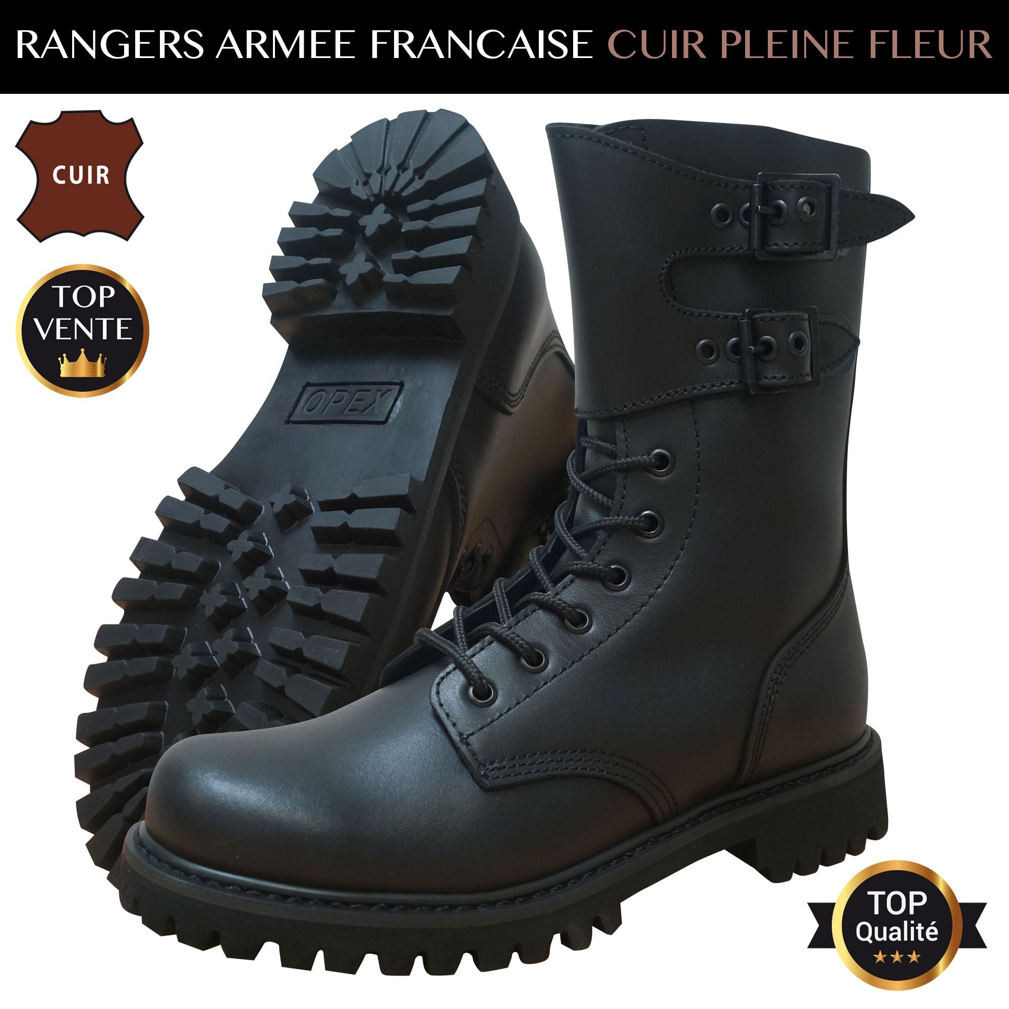 Rangers militaire Armée française cuir souple et semelle Goodyear®