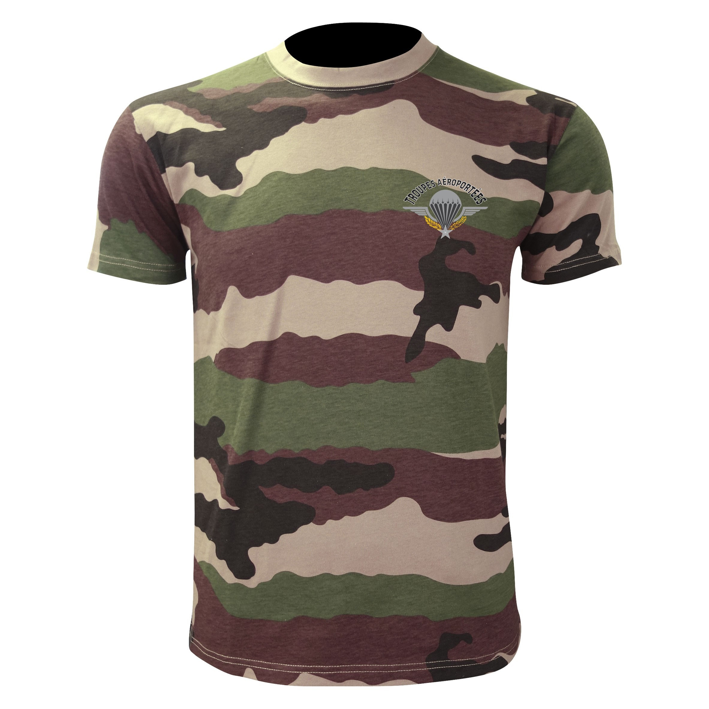 TEE SHIRT MANCHES COURTES CAMOUFLAGE SERIGRAPHIE PARA