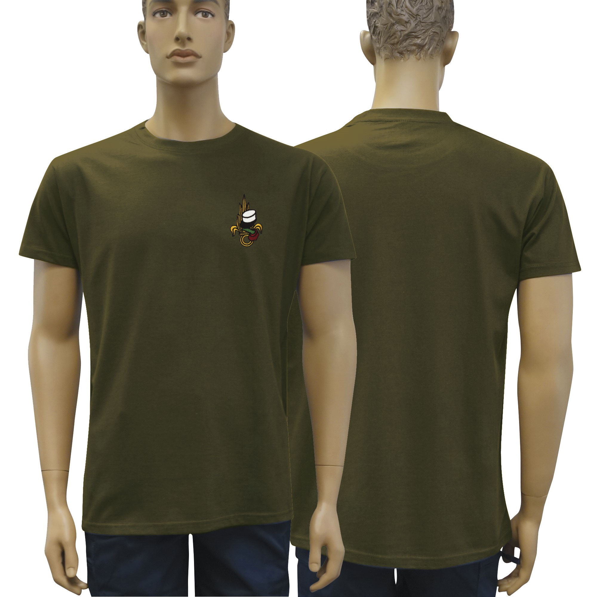 TEE SHIRT VERT ARMEE COTON BRODE LEGION