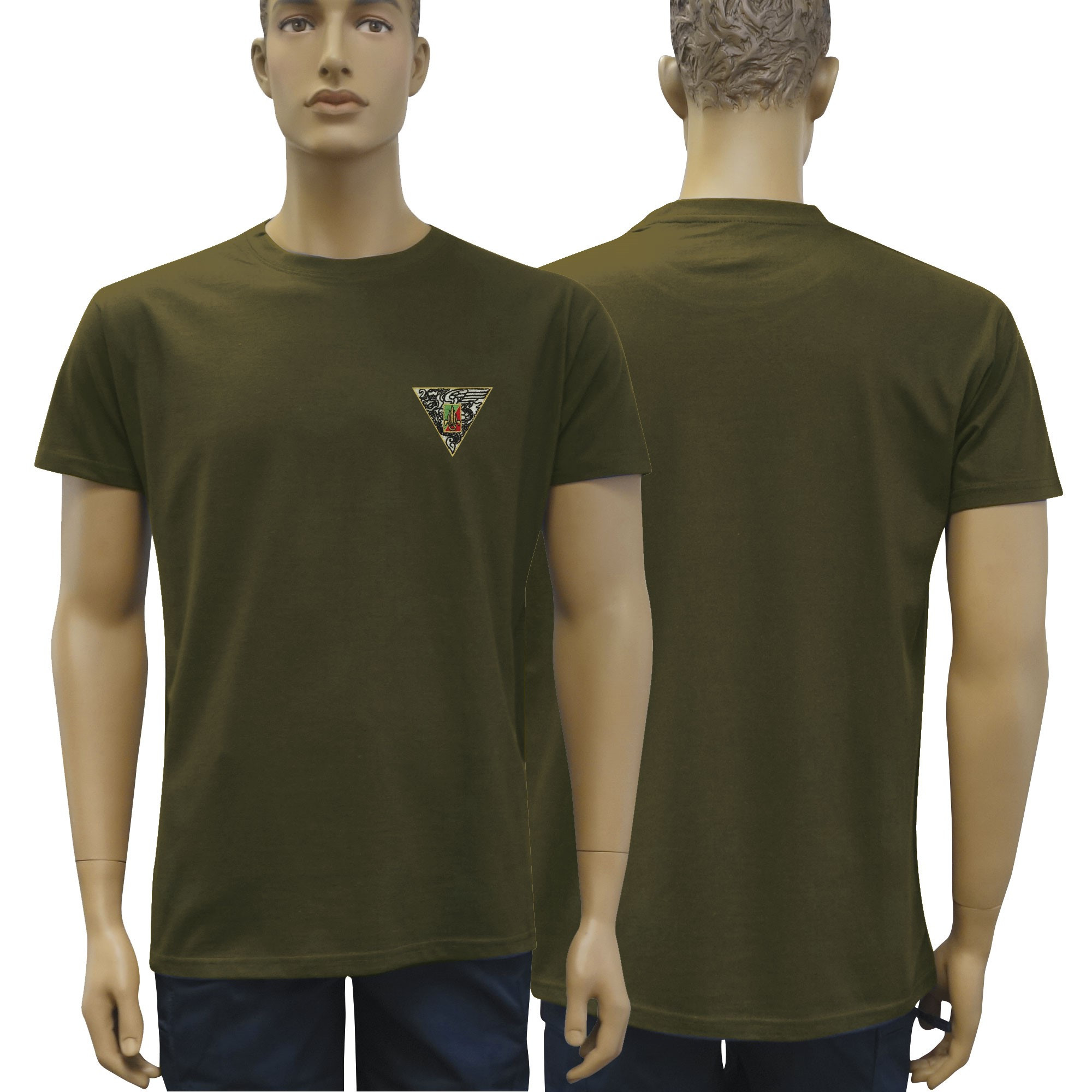 TEE SHIRT VERT ARMEE COTON BRODE 2e REP