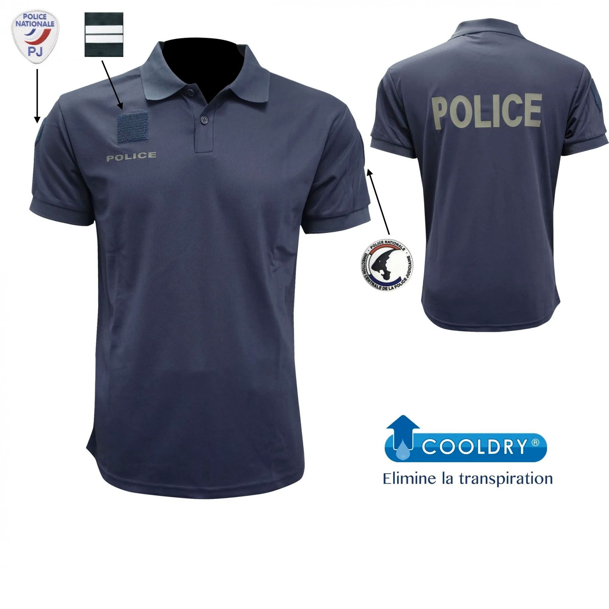 POLO POLICE MARINE MARQUAGE BASSE VISIBILITE