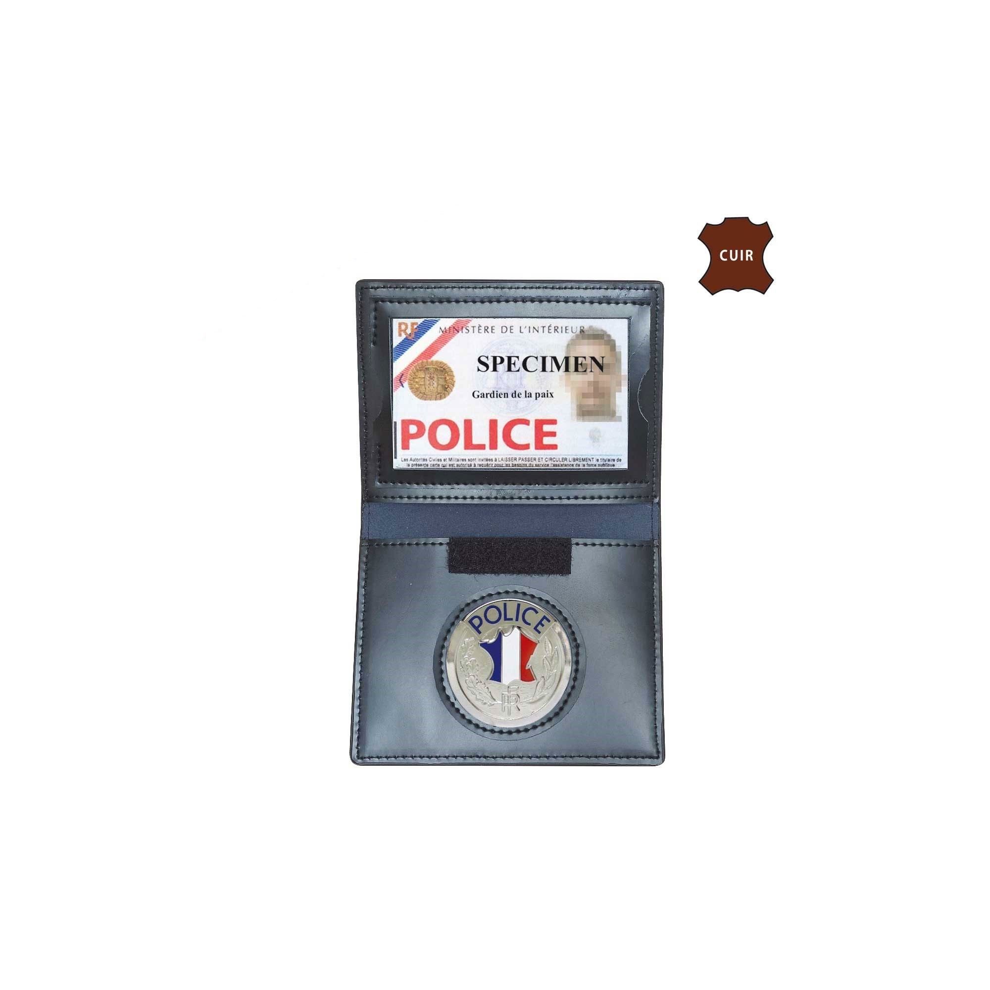 PORTE CARTE CUIR FORMAT CB AVEC INSIGNE POLICE