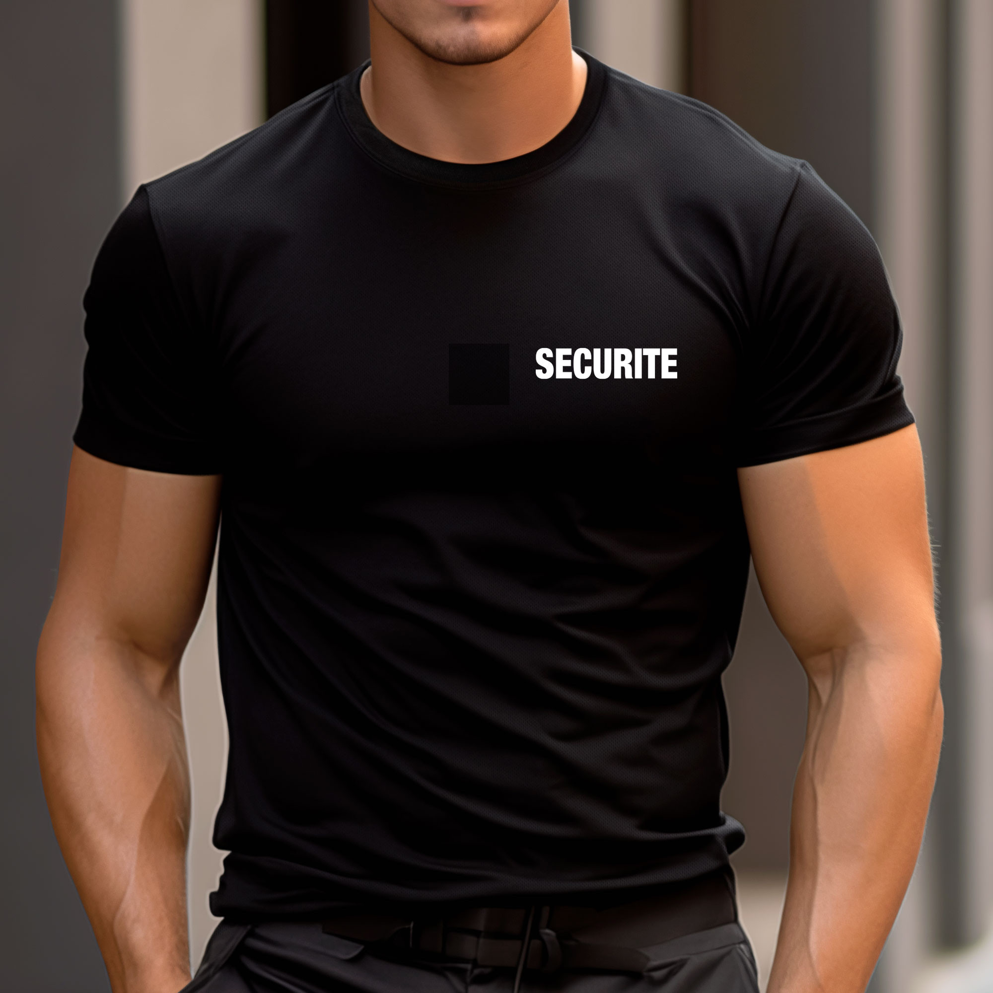 TEE SHIRT NOIR SECURITE COOLDRY MAILLE PIQUEE