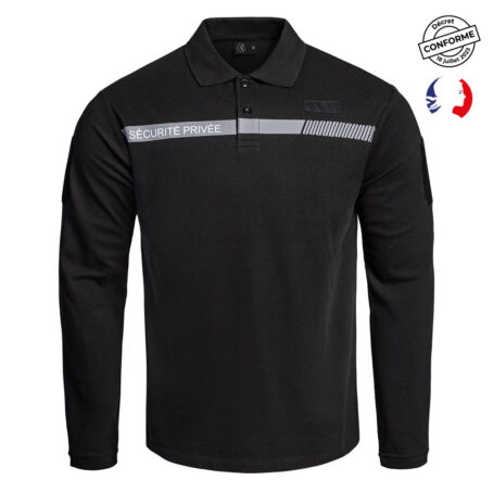 POLO SÉCU-ONE MANCHES LONGUES SÉCURITÉ PRIVÉE NOIR - XS