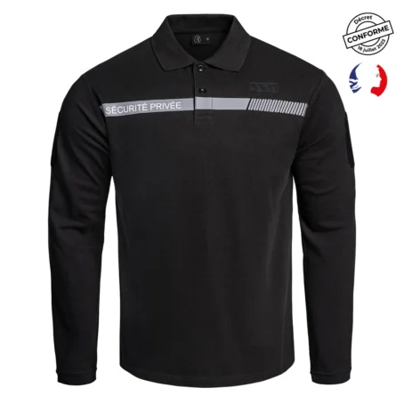 POLO SÉCU-ONE MANCHES LONGUES SÉCURITÉ PRIVÉE NOIR - XS