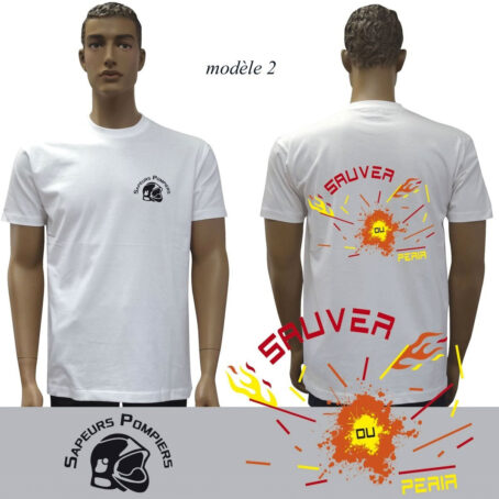T-SHIRT BLANC IMPRIME POMPIERS : 20 modèles