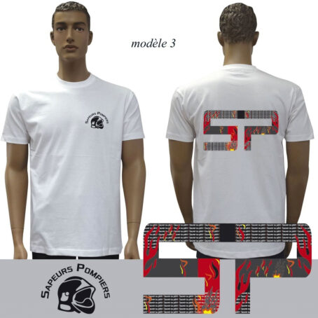 T-SHIRT BLANC IMPRIME POMPIERS : 20 modèles