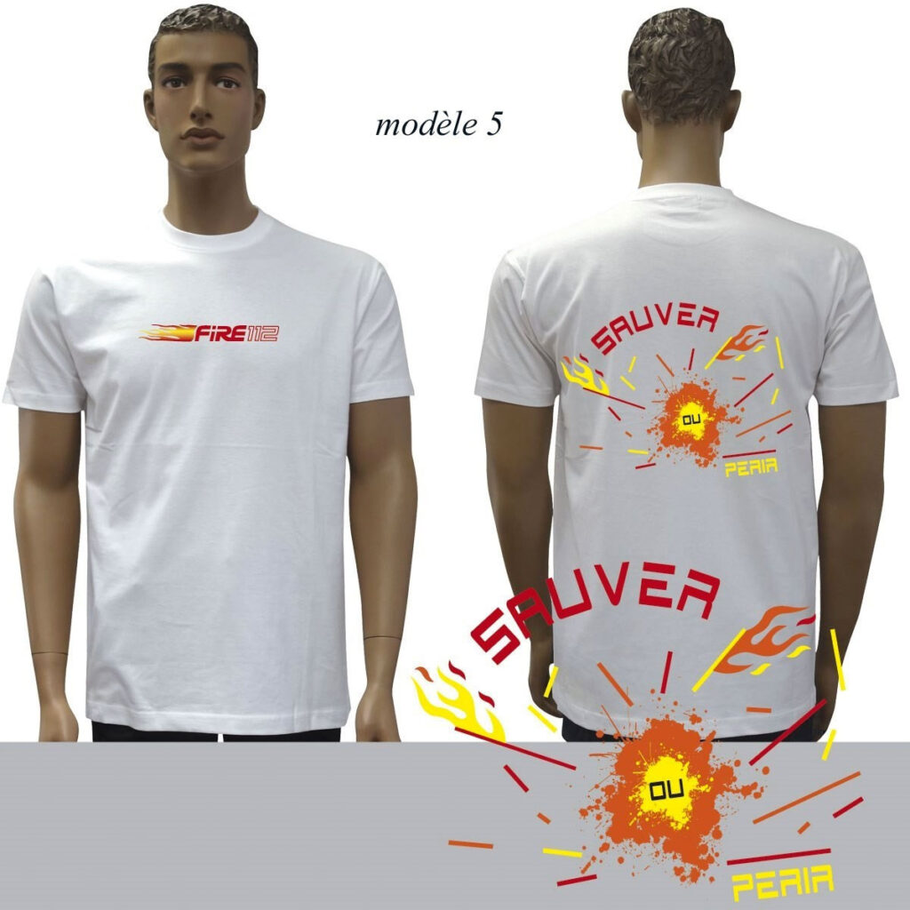 T-SHIRT BLANC IMPRIME POMPIERS : 20 modèles