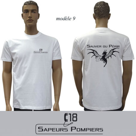 T-SHIRT BLANC IMPRIME POMPIERS : 20 modèles