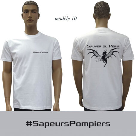 T-SHIRT BLANC IMPRIME POMPIERS : 20 modèles