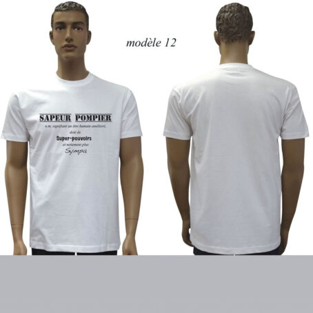 T-SHIRT BLANC IMPRIME POMPIERS : 20 modèles