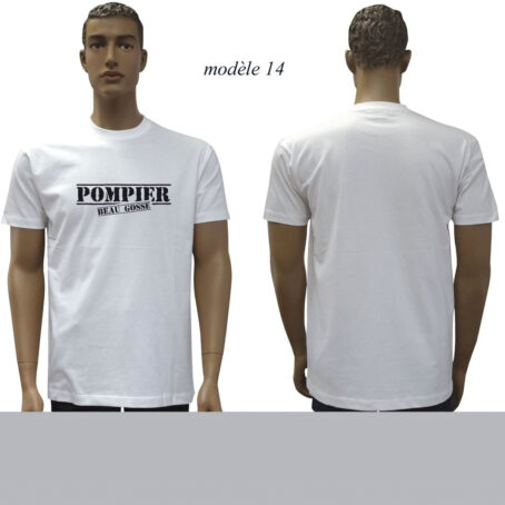 T-SHIRT BLANC IMPRIME POMPIERS : 20 modèles