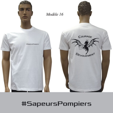 T-SHIRT BLANC IMPRIME POMPIERS : 20 modèles