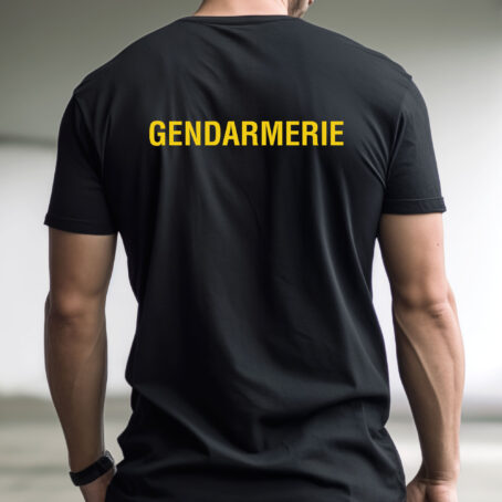Tshirt noir manches courtes imprimé Gendarmerie